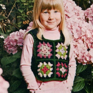 Toddler 4 Granny Square Pullover Vest Crochet Pattern - Granny Square Toddler Crochet Pattern, Vintage Crochet PDF Pattern