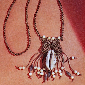 Bead and Shell Macramé Necklace Pattern - Boho Macramé Pattern, Vintage PDF Pattern