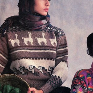 Llama Pullover Knitting Pattern - Llama Sweater Pattern, South American Style, 4 ply, Size 4 6 10 12 14 16 18, Vintage Knitting PDF Pattern