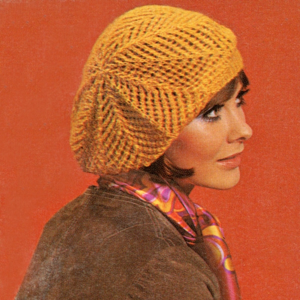 Patron de tricot de chapeau de béret d'oeillet - modèle de tricot de chapeau des femmes occasionnelles, modèle de béret de dentelle - PDF tricot vintage