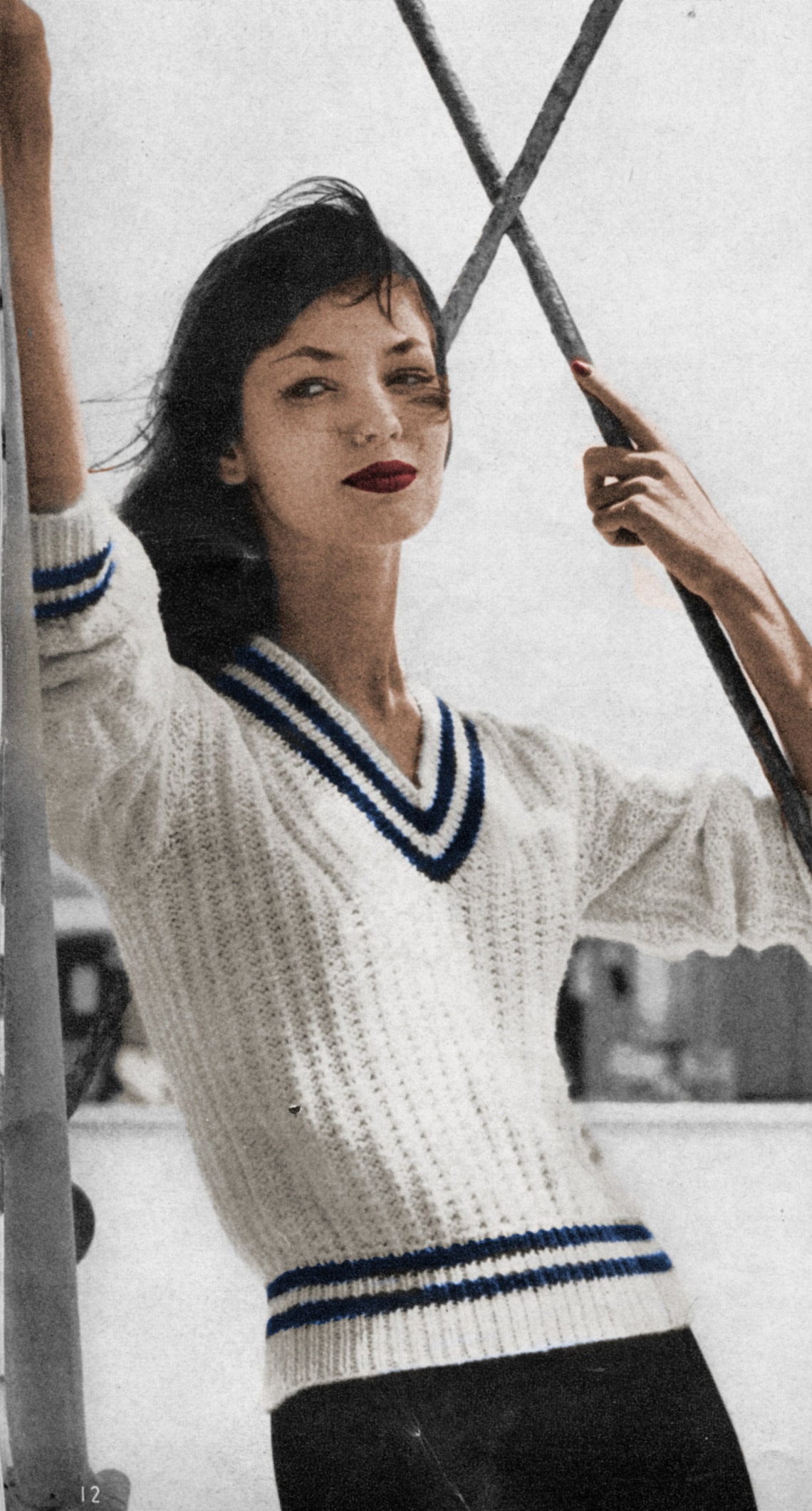 1950's Ribbed Vneck Tennis Sweater Knitting Pattern Etsy