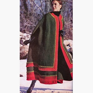 Elegant Crochet Bordered Knit Cape Knitting Pattern - Maxi Cape Pattern Vintage Knitting Pattern PDF Download