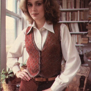 Misses Deep V Vest Knitting Pattern - The Annie Vest Knitting Pattern - Diamond Patterned Knitted Vest Pattern - Bust 30&quot; to 36&quot;