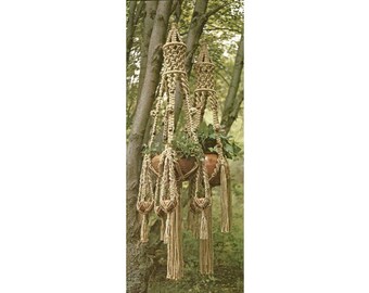 70s Grand Multi Pot Macrame Plant Hanger PDF Pattern - Boho Home Decor DIY Macramé Pattern, Vintage PDF Pattern