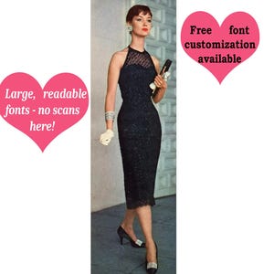 50&#39;s Women&#39;s Evening Halter Sheath Dress Crochet Pattern - Ribbon Sequined Crochet Dress Pattern - Size 12 14 16 Vintage Crochet PDF Pattern