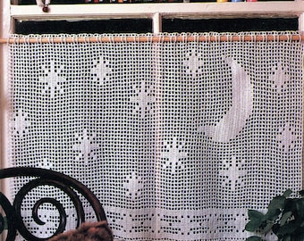 Vintage Moon and Stars Crochet Curtain Pattern  (PDF Pattern)