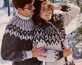 Icelandic Sweaters Knitting Pattern: His & Hers Cardigan Pullover (PDF Pattern)