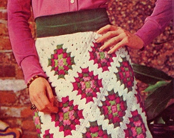 Diamond Granny Square Skirt Crochet Pattern - Vibrant Maxi Skirt Crochet Pattern, Vintage Crochet PDF Pattern