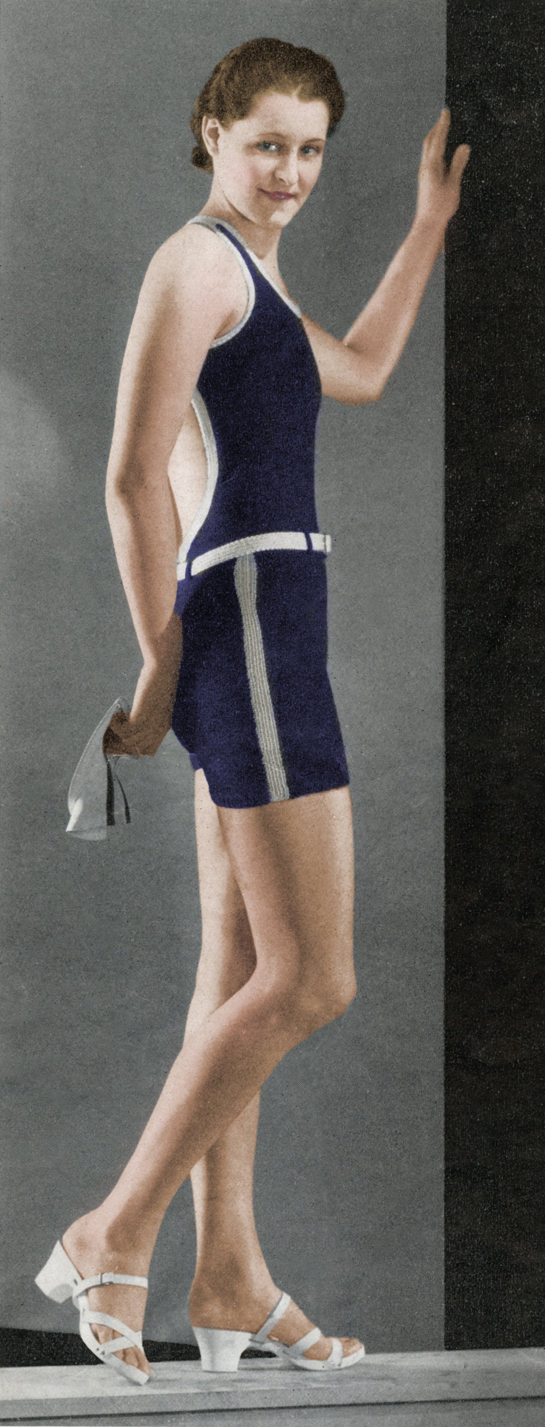 1930's Bathing Suit Knitting Pattern Knitted Open Back Swimsuit With