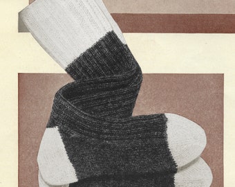 1950s Men's Heavy Socks Knitting Pattern: Vintage 4-Ply (PDF Download)