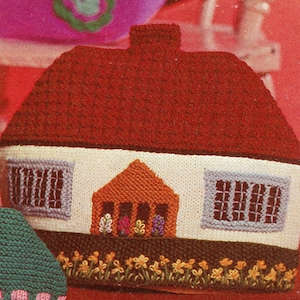 Cottage Tea Cosy House - House Shaped Tea Cozy Pattern, Vintage Knitting PDF Patons Pattern