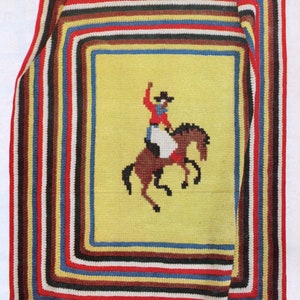 Buckin Bronco Crochet Afghan Pattern - Cowboy Afghan Pattern, Western Boys Bedroom Crochet Pattern PDF