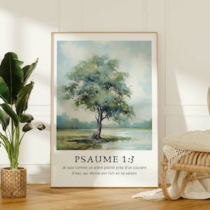Psalm 1:3, Christian Poster, Christian Decoration, French Bible Verse, Christian Christmas Gift INSTANT DOWNLOAD #021