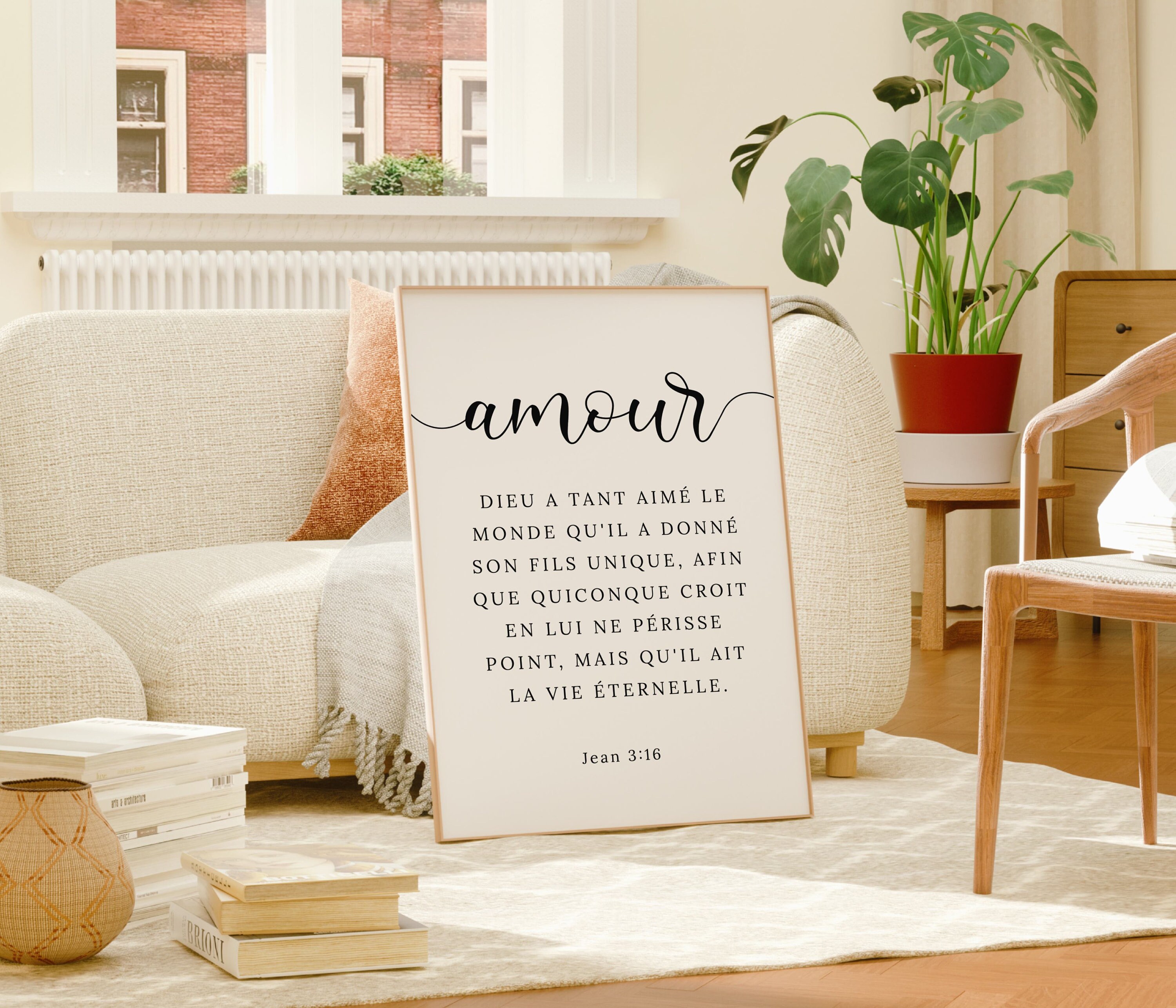 Tableau Toile Décoration Murale Avec Verset Biblique Romains 8:28 - Art Chrétien écriture Foi