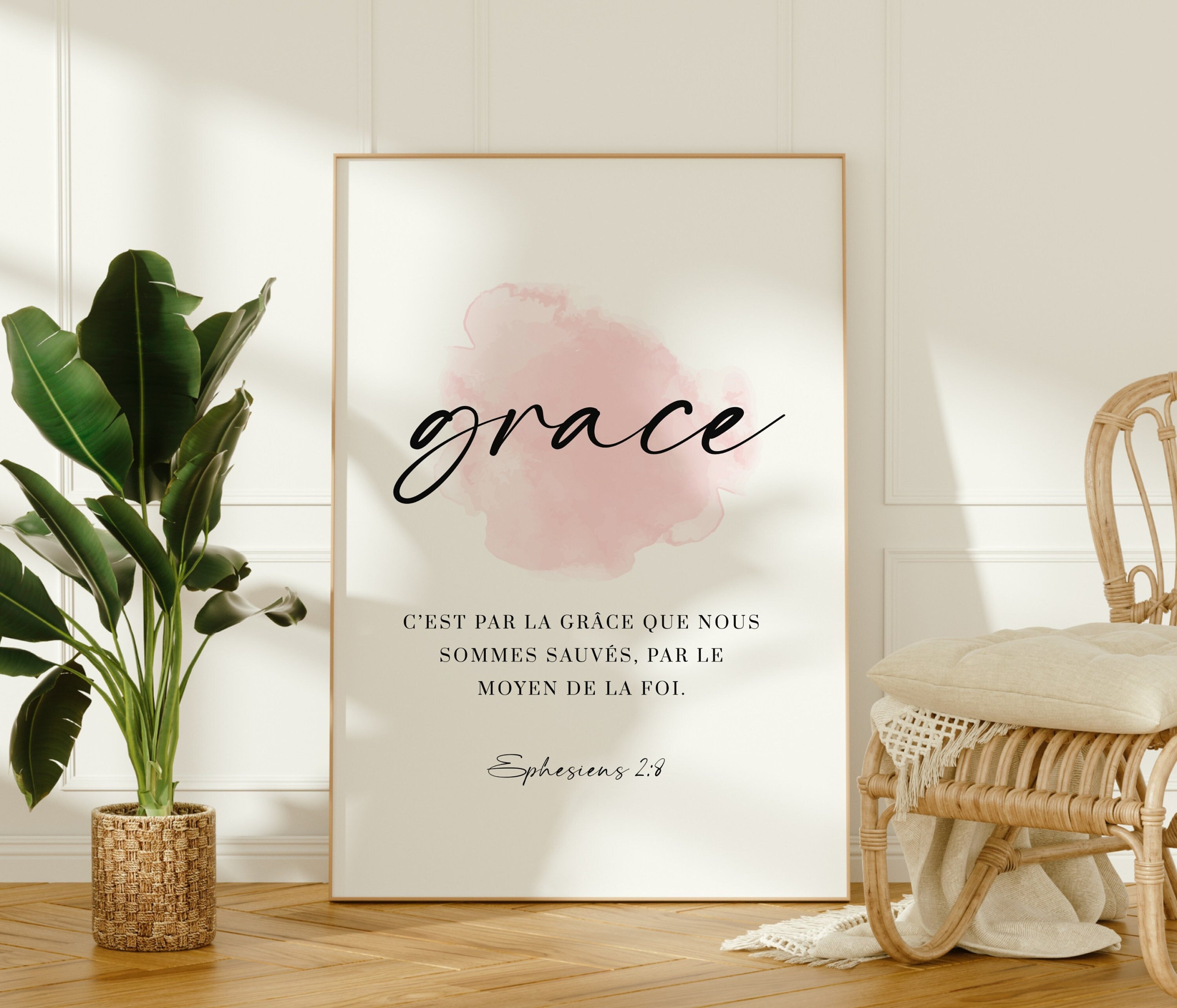 Ephesians 2:8, Printable Christian Poster, Christian Home Decor, Bible Quote, Minimalist Wall Art, Bible Verse