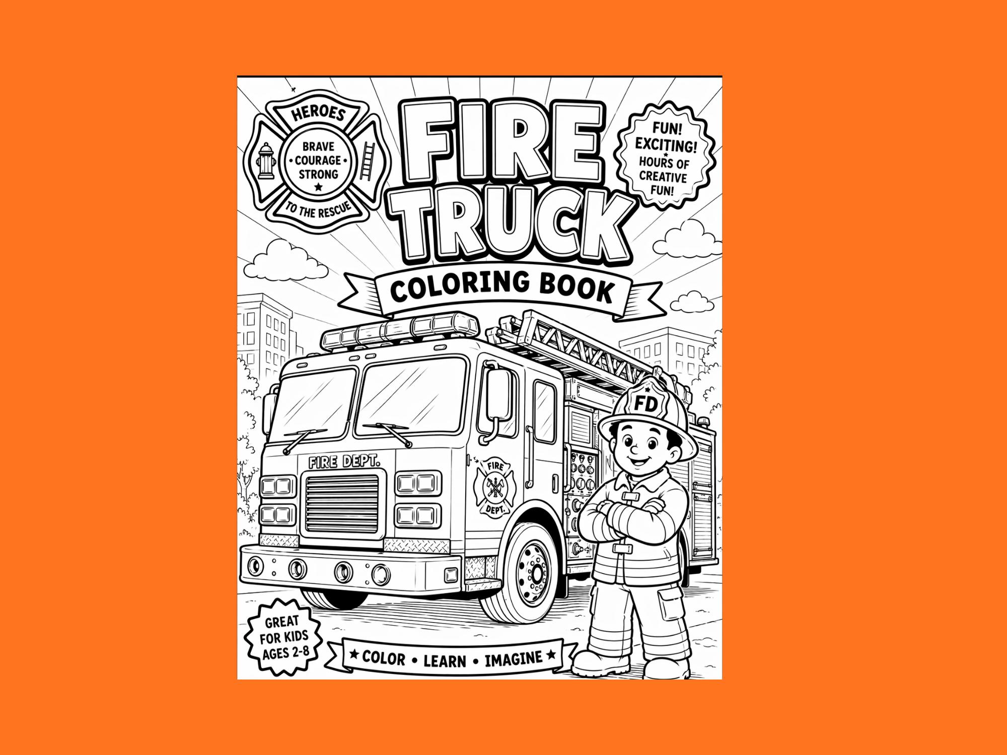 Fire Truck Coloring Book for Kids Printable | Firefighter Coloring ...