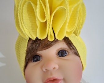 Baby girl headband, stretch headwrap, ruffle bow wrap, large hairbow