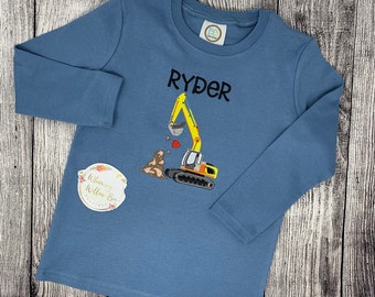 Excavator Shirt/ Excavator T-Shirt/Excavator With Dirt And Heart/ Shirt/Construction Vehicle T-Shirt/Construction Vehicle Shirt/Boy T-Shirt