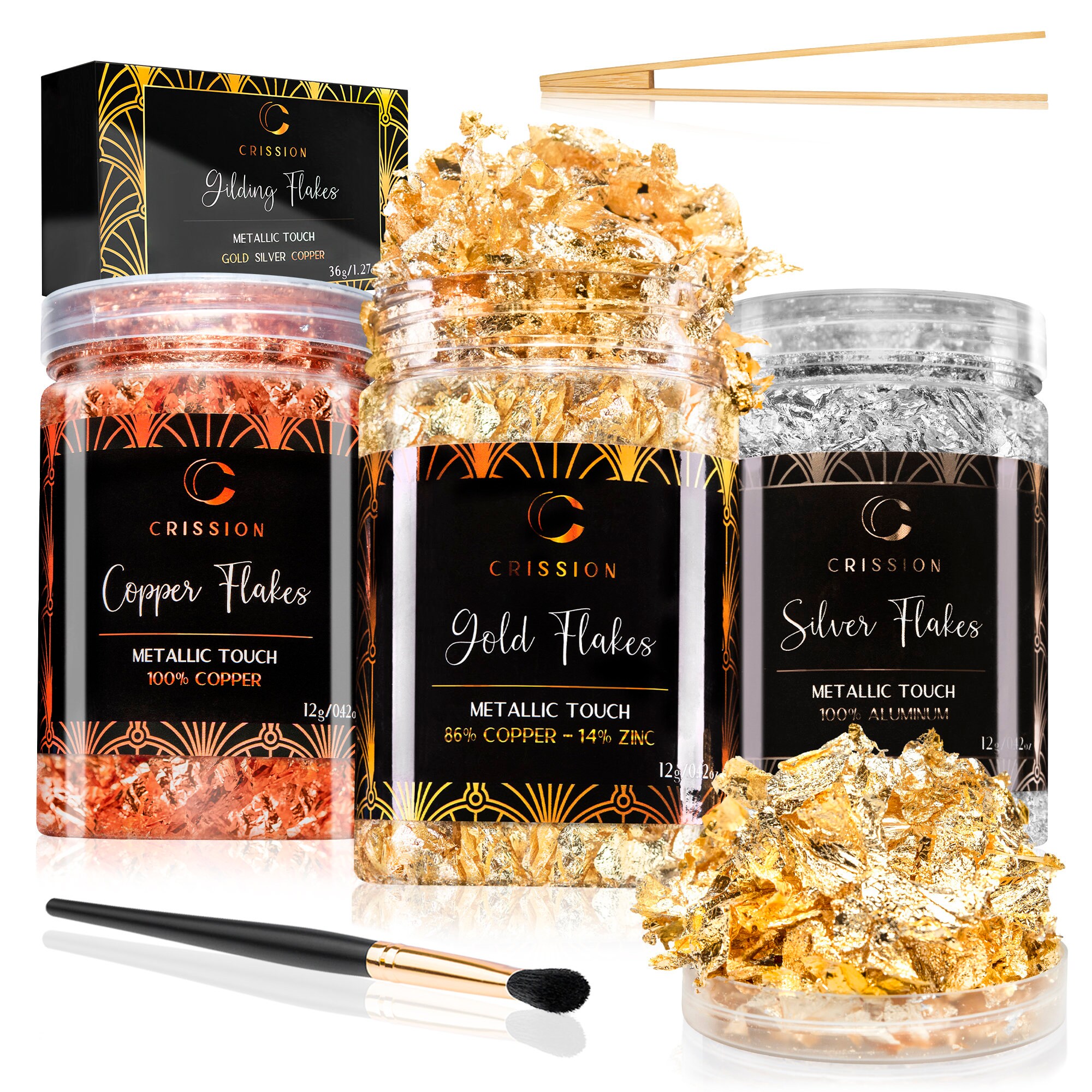 Premium Gold Flakes Metallic Foil Flakes Set 3 Bottles x Etsy