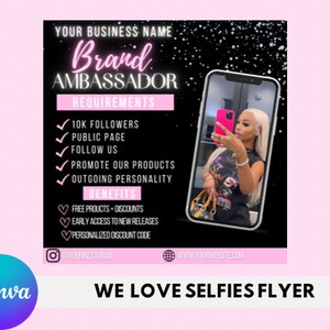 Brand ambassador flyer, social media flyer, boutique flyer, canva flyer, Canva editable template, pink brand ambassador wanted flyer image 3