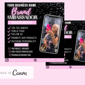 Brand ambassador flyer, social media flyer, boutique flyer, canva flyer, Canva editable template, pink brand ambassador wanted flyer image 2