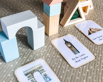 20 Watercolour Open-ended Play &quot;Can you build this?&quot; Famous Landmark Building Prompts