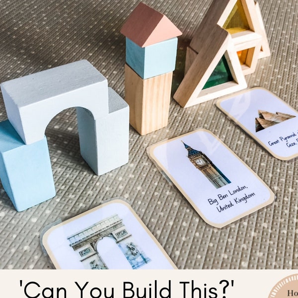 20 Watercolour Open-ended Play "Can you build this?" Famous Landmark Building Prompts