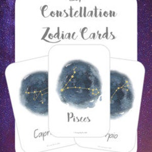 24 Watercolour Zodiac Constellation Identification Cards