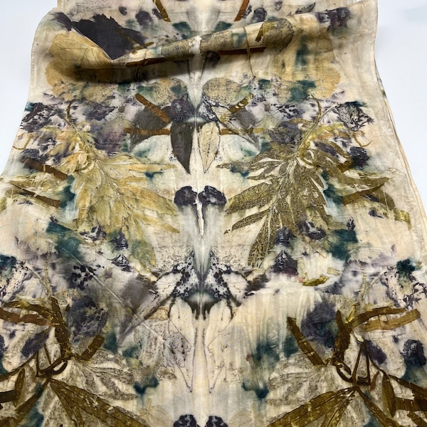Large Silk scarf, eco dyed