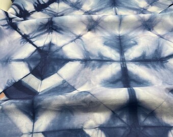 Indigo dyed shibori cotton fabric 23”x72”