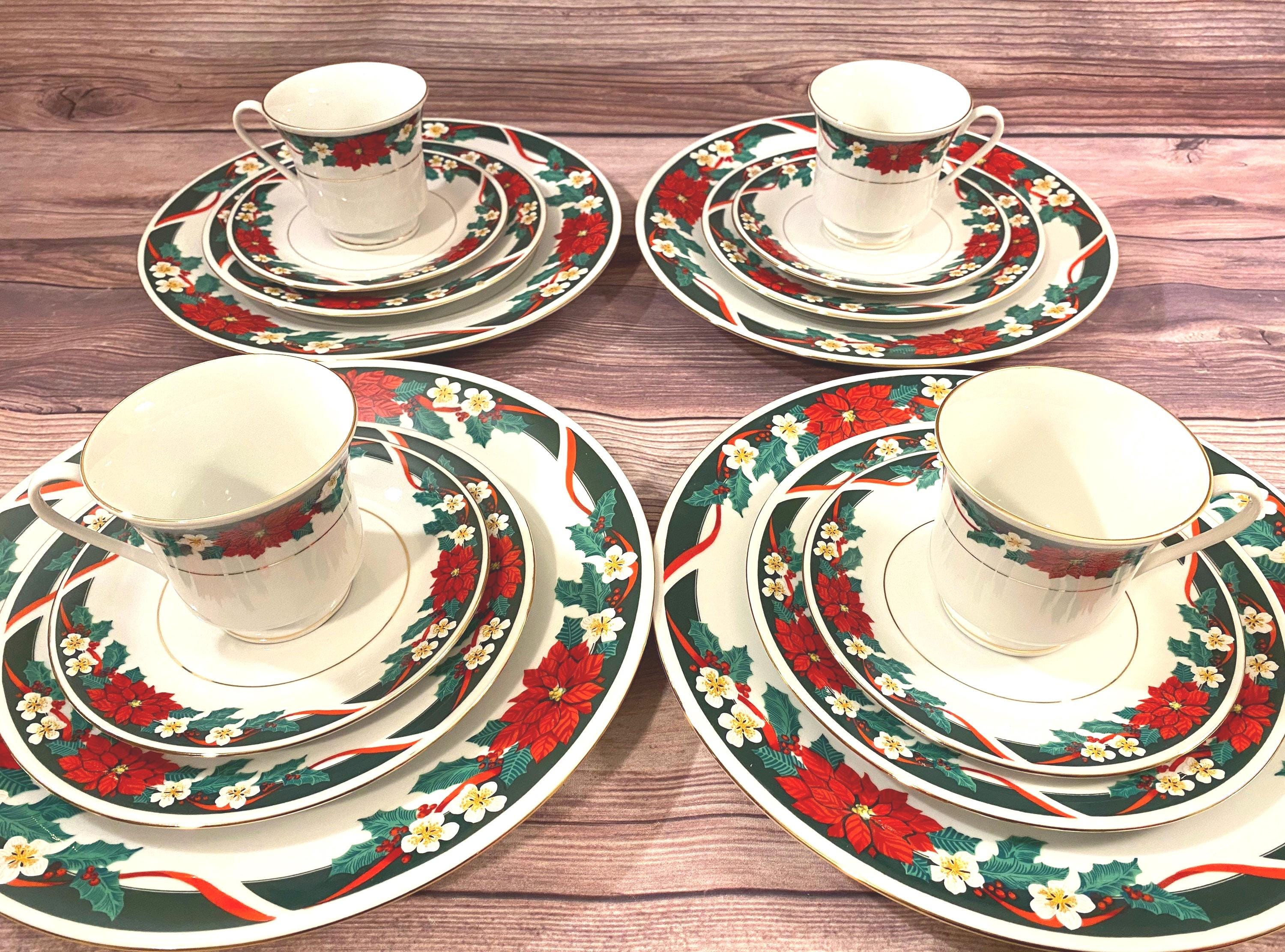 Tienshan Deck the Halls Dinnerware Set, 16 Piece Setting for 4