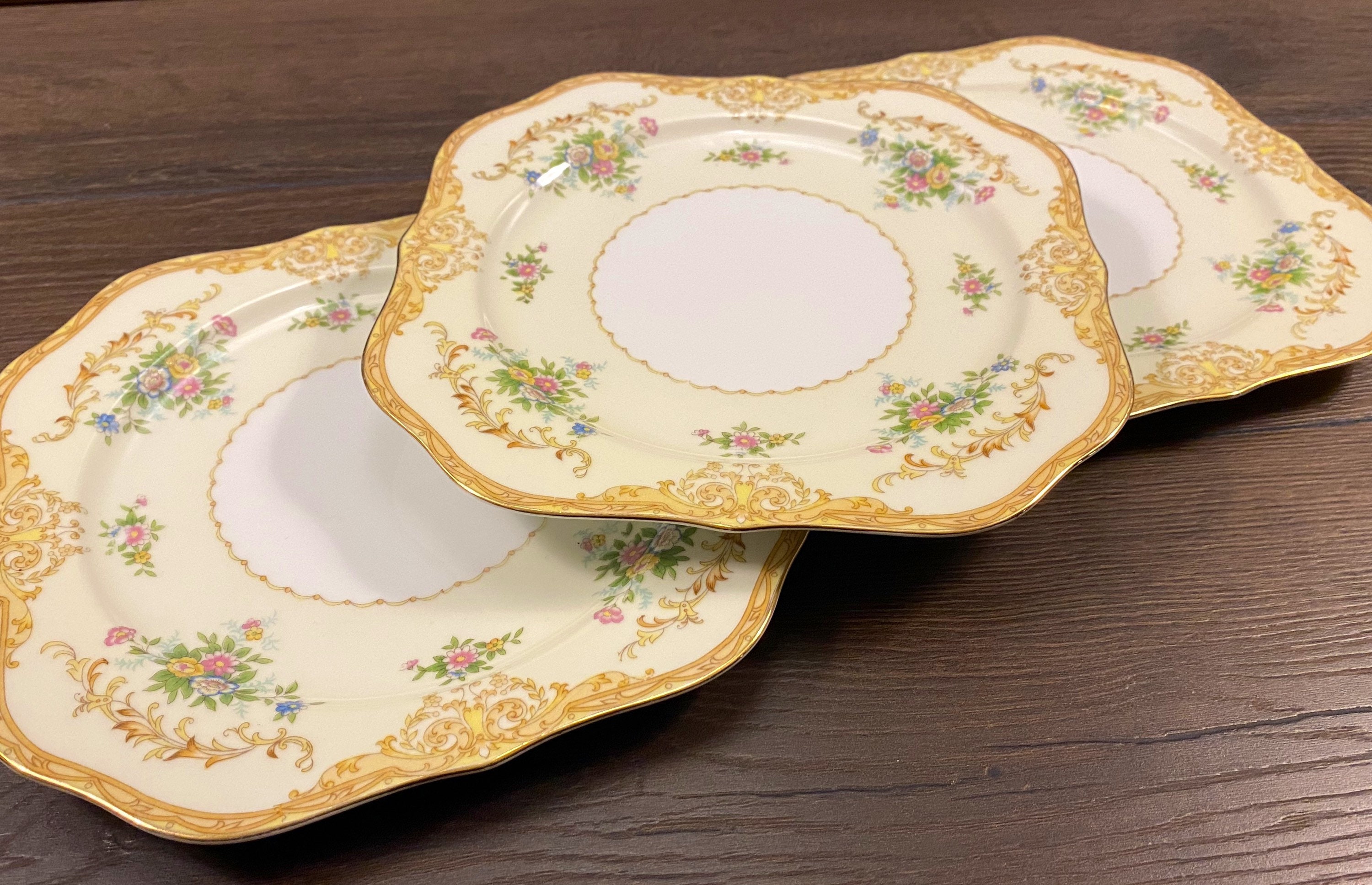 Noritake Leona Square Salad Plates, Set of 3, Vintage Fine China
