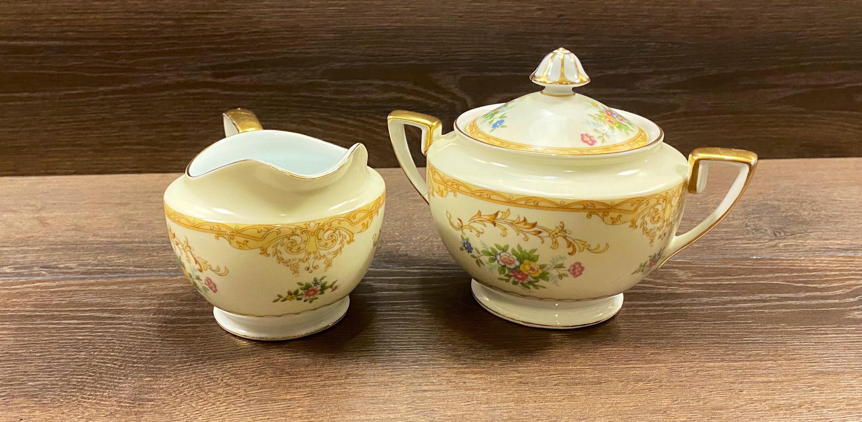 Noritake Creamer and Sugar Bowl With Lid , Vintage Cream and Sugar Set, Noritake Leona Pattern