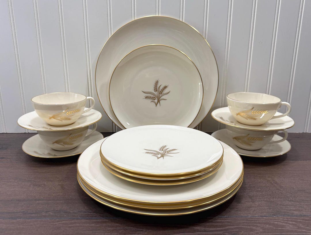 Wheat Pattern Dinnerware Lenox “WHEAT” Pattern Dinnerware Set, 16 Piece Setting for 4, Ivory ...