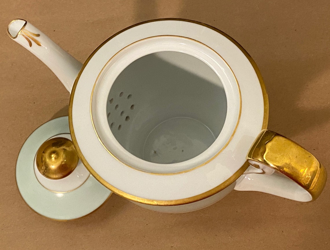 Heirloom Teapot by Craftsman China Beautiful Mint and Gold Etsy