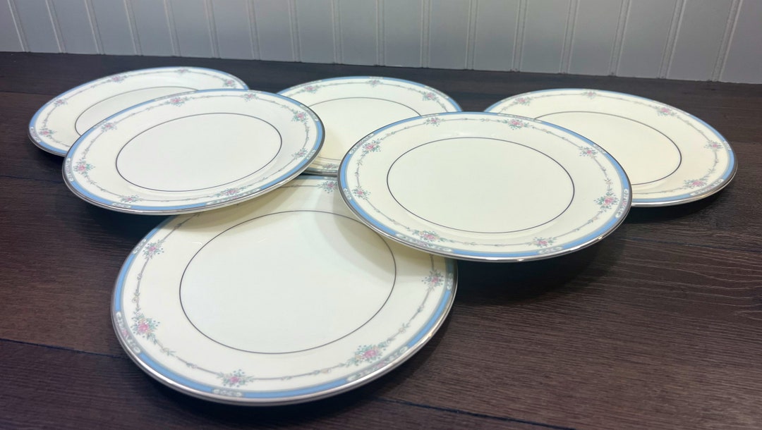 Royal Doulton Lisa Pattern Salad Plates, Set of 6, Blue Band With