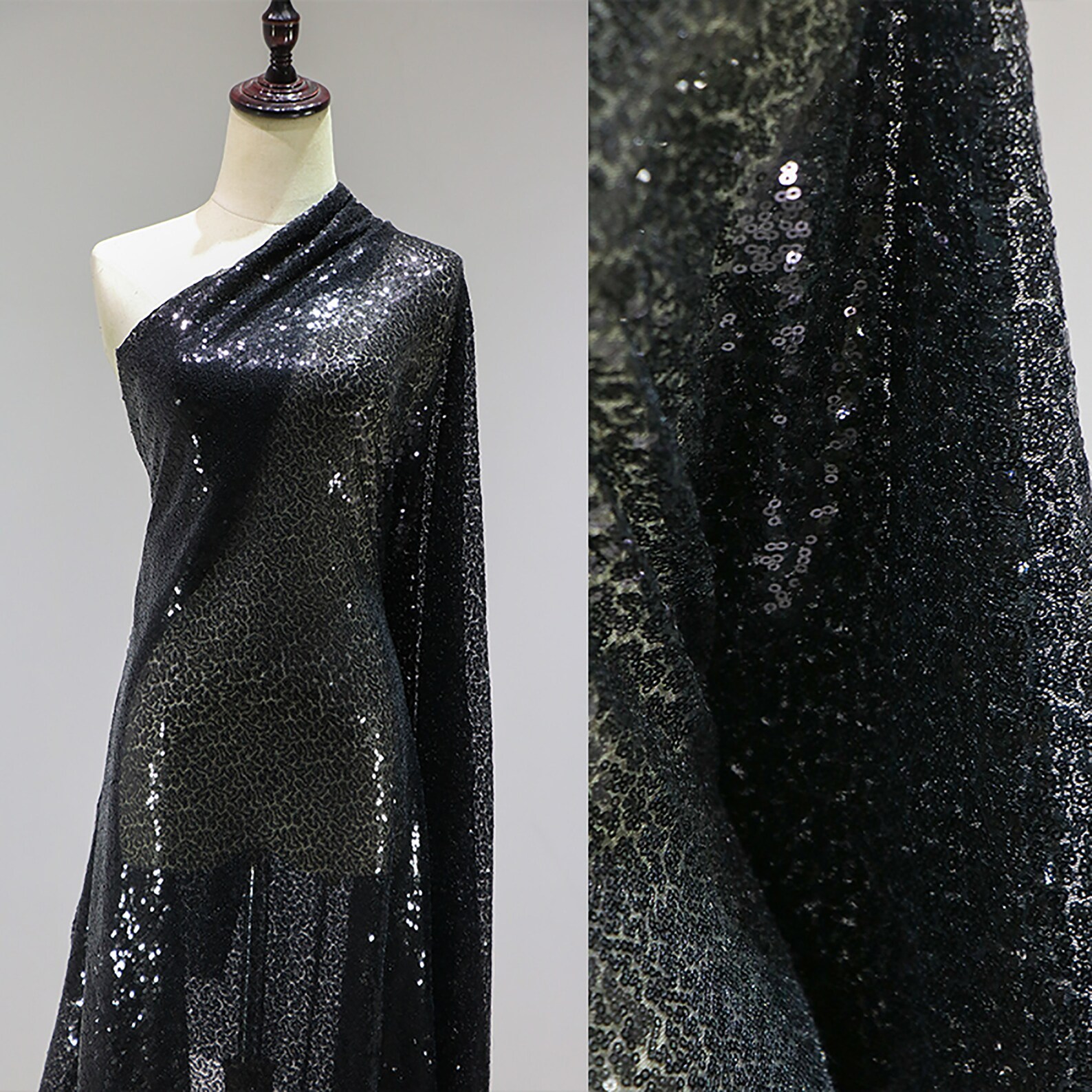 Black sequins mesh fabrics Reflective Fabric tulle fabric Etsy