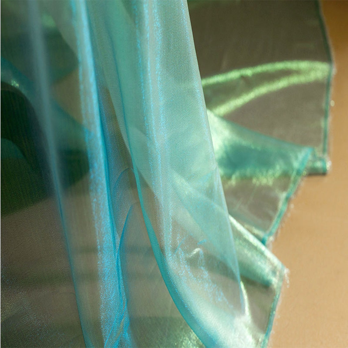 Blue gradient lace fabrics transparent organza Colorful | Etsy