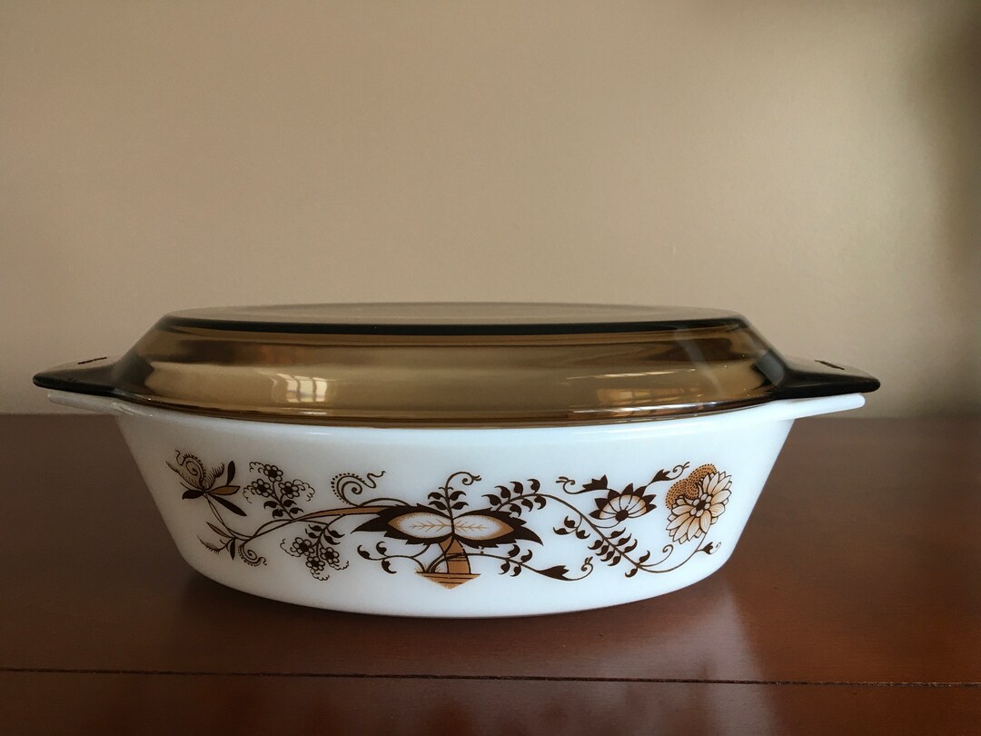 Vintage Pyrex Brown Vines (old Town) Casserole Pot With Lid 1.5 Quart ...