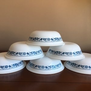 1 of 6 Vintage Corelle Old Town Blue Cereal/Soup Bowl