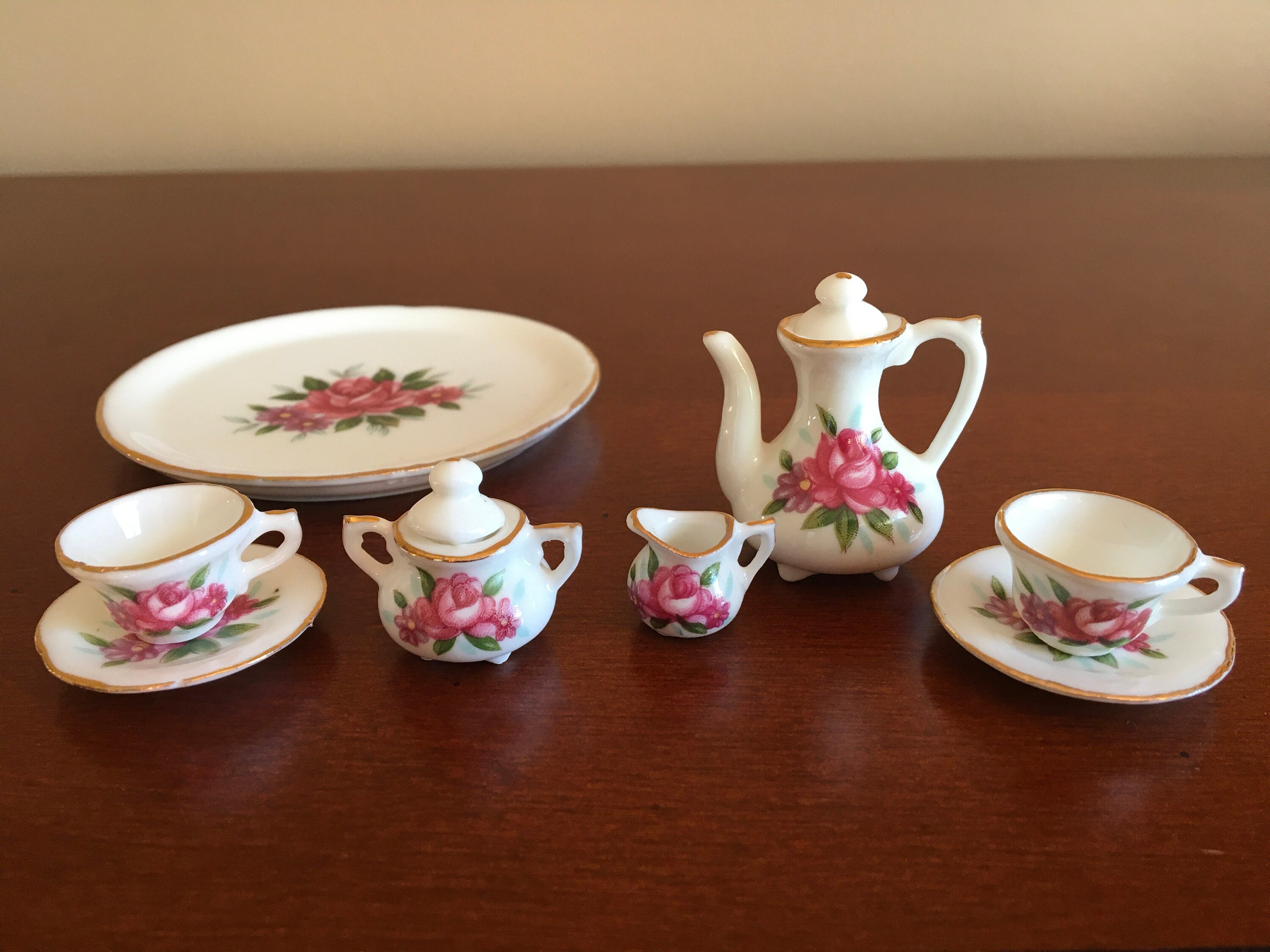 Miniature Tea Set Doll House Tea Party Vintage Porcelain Tea Etsy