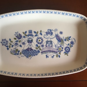 Vintage Norway Figgjo Lotte blue rectangular plate Turi design plate