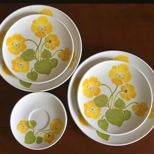 Set of 6 Vintage Noritake Flower Time Plates Yellow Flowers Plates