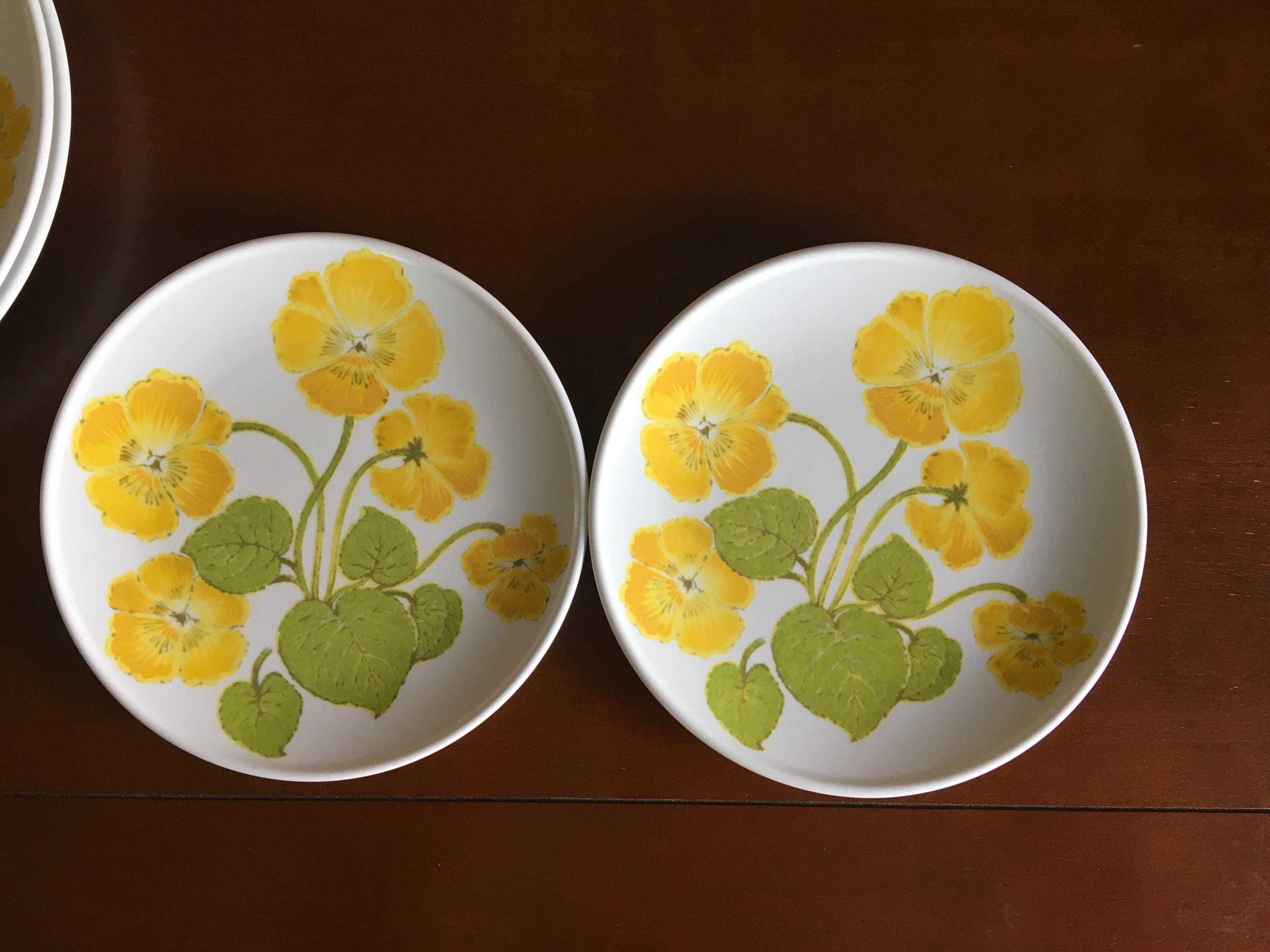 Set of 6 Vintage Noritake Flower Time Plates Yellow Flowers Plates
