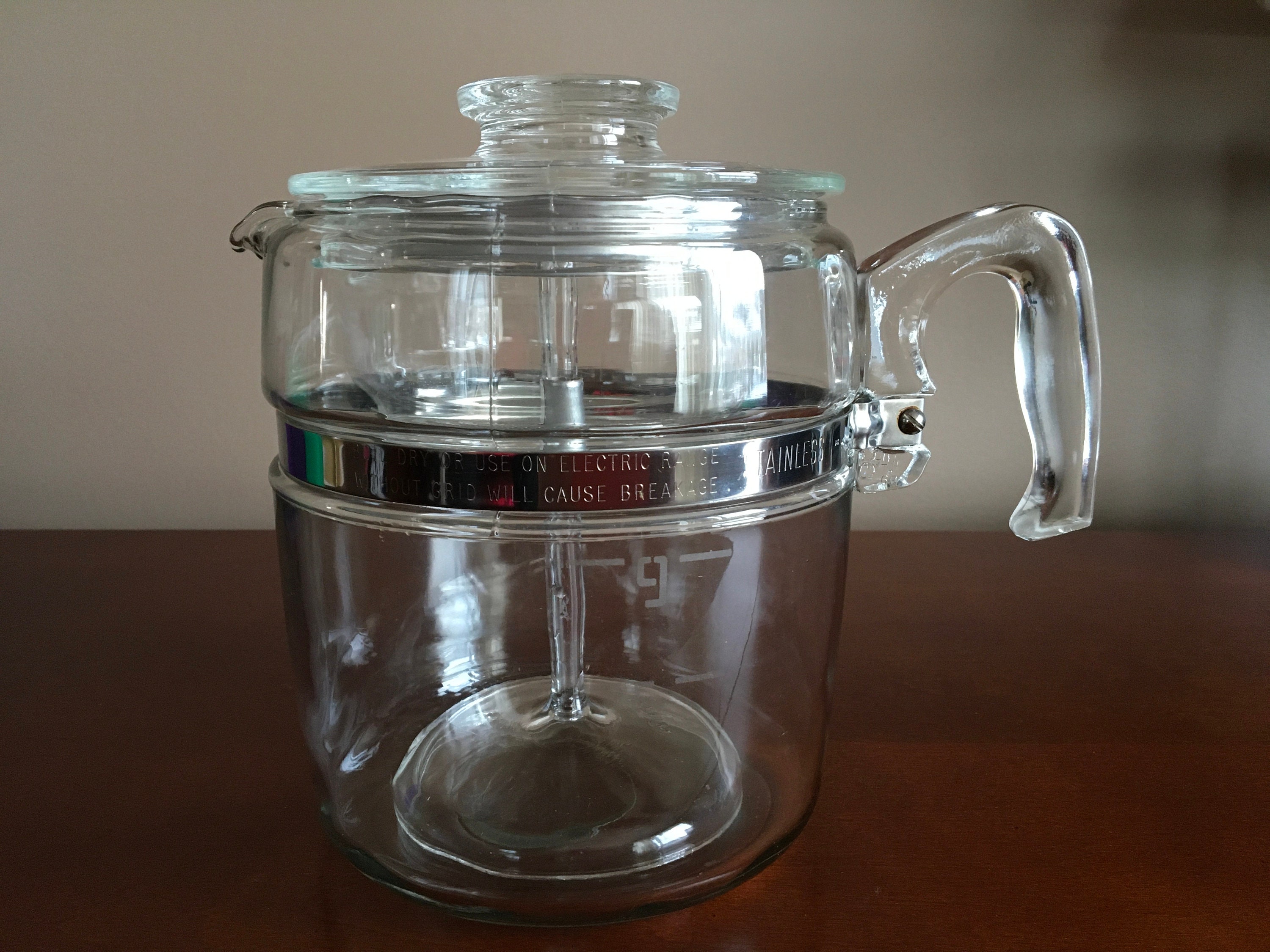 Vintage PYREX 7829 Flameware Glass Coffee Percolator Pot Tall 9 Cup -   Log Cabin Decor