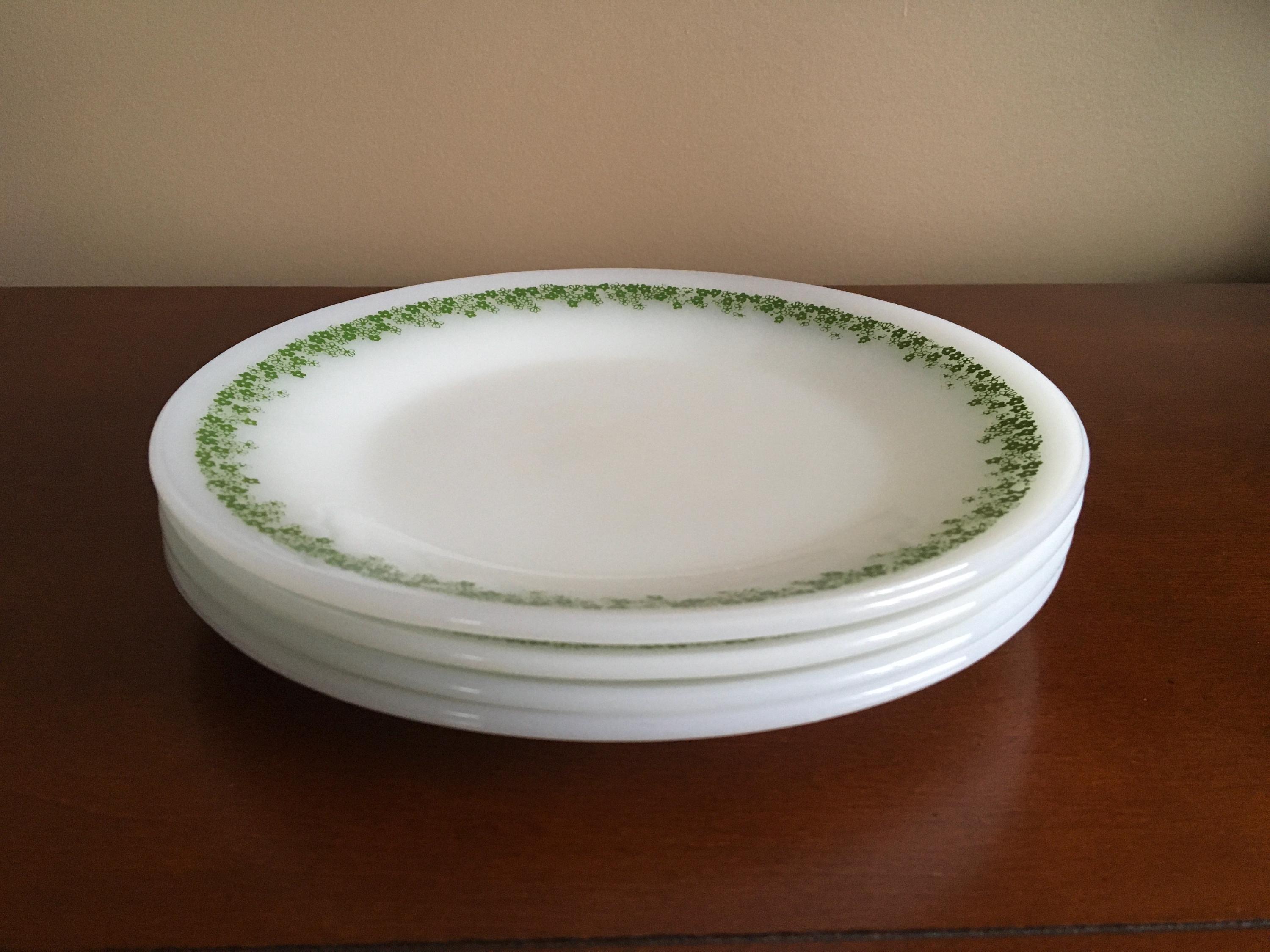 オールドマウンテン/オールドシー 花Rim.プレス old see 2枚セット Set of 4 Vintage Termo Rey Milky Glass Corelle Pyrex Pattern