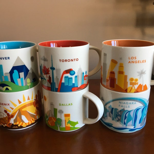 Starbucks You Are Here Collector Series mok Starbucks Toronto mok Los Angeles mok Niagra Falls Denver Starbucks Dallas mok Phoenix