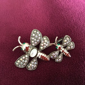 Vintage Butler signed Dragonflies Rhinestone Brooch