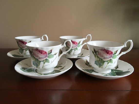 Set of Four 4 Vintage Roy Kirkham Redoute Roses English Rose Tea