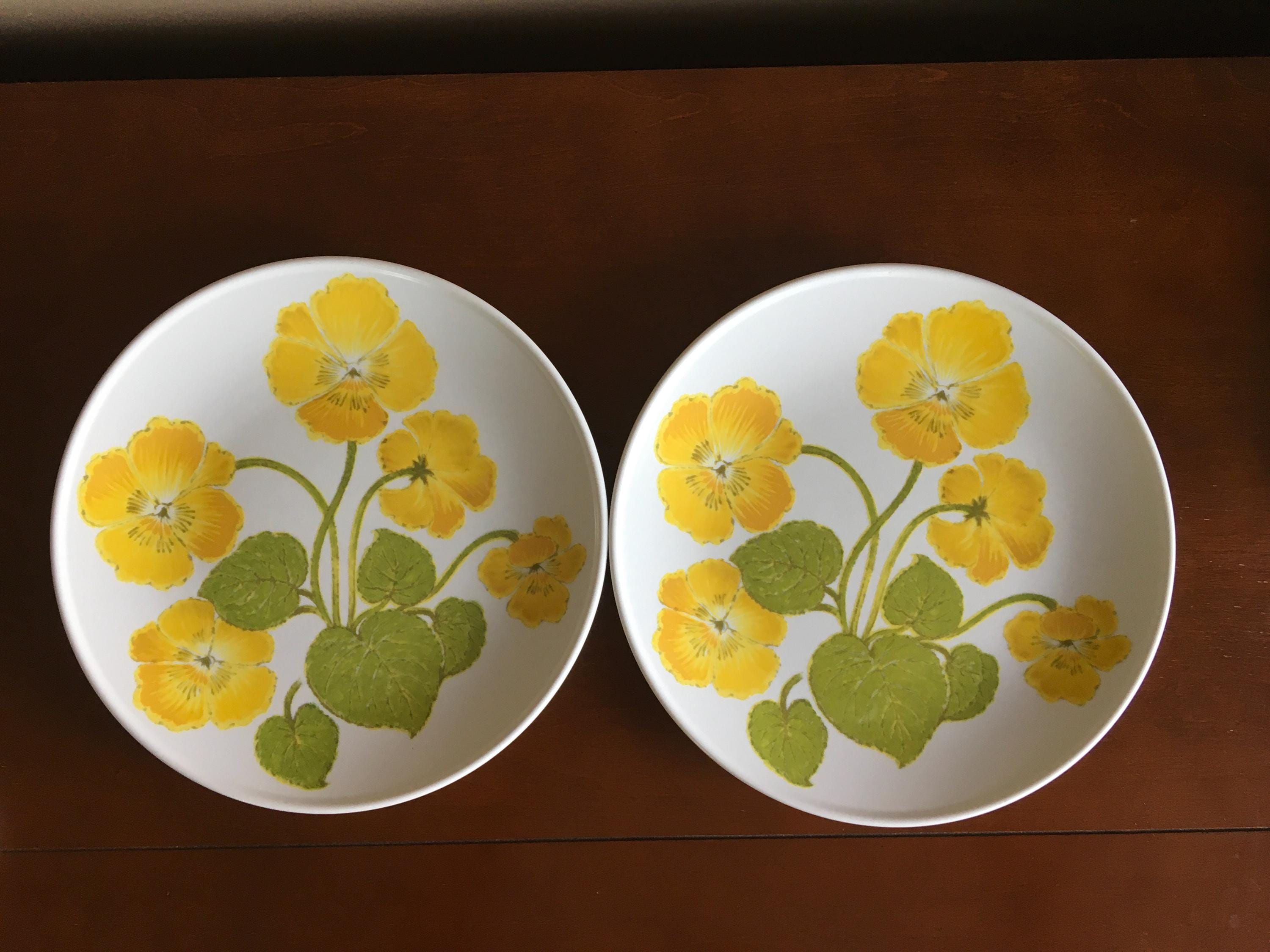 Set of 6 Vintage Noritake Flower Time Plates Yellow Flowers Plates